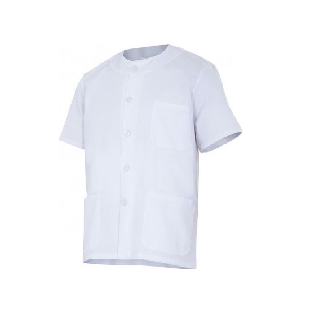 casaca con botones unisex manga corta blanco m talla 4