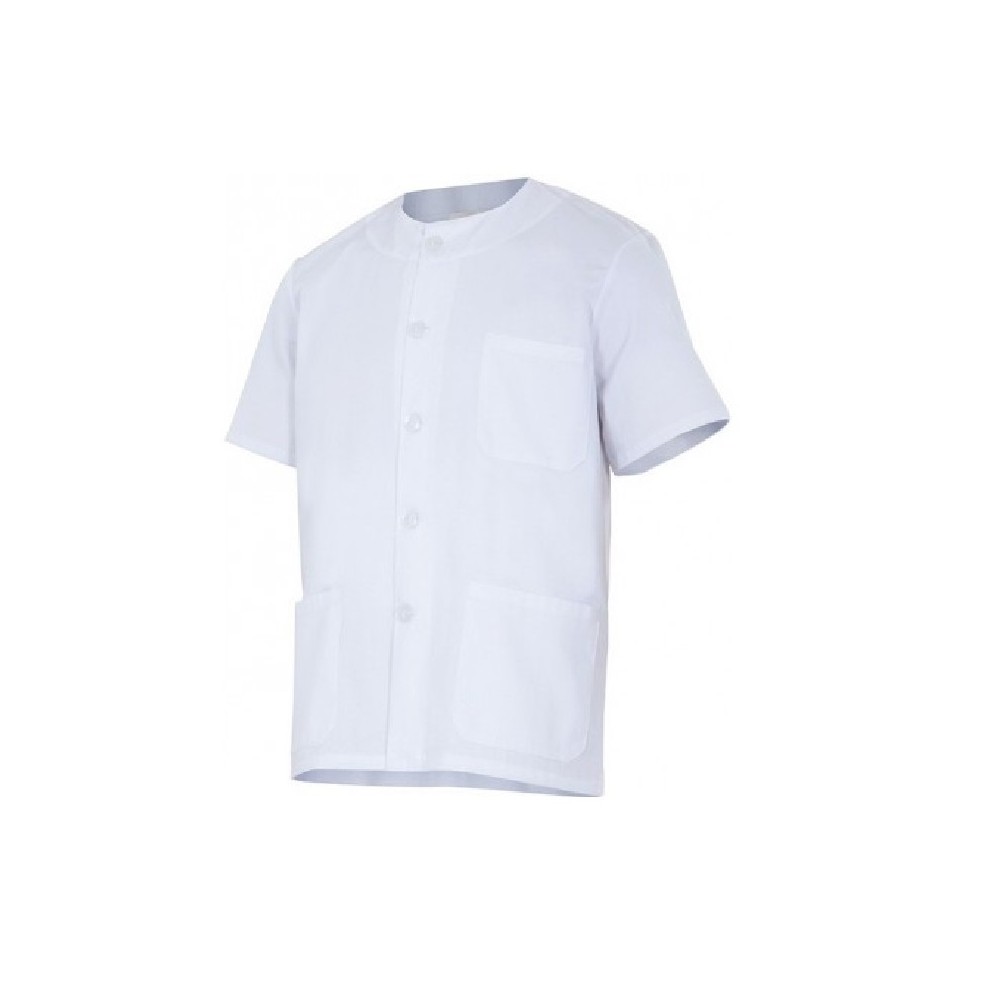 casaca con botones unisex manga corta blanco xl talla 8