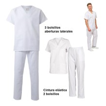 conjunto pijama unisex blanco s talla 2
