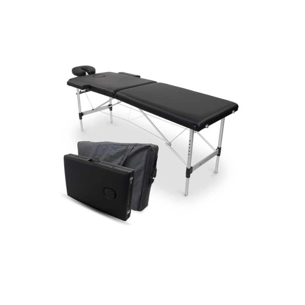 camilla plegable 2 cuerpos de aluminio y polipiel con reposa