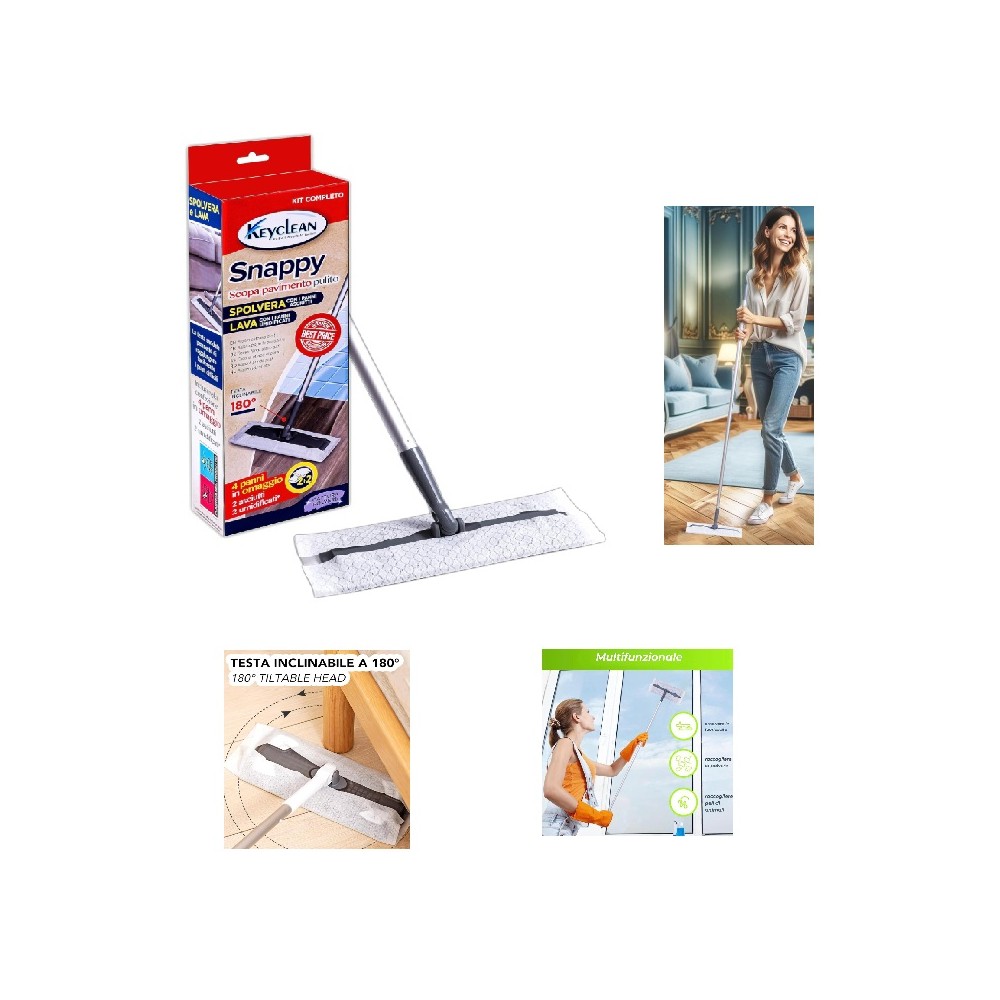 mopa con cabezal giratorio 180 con mango de aluminio gris 