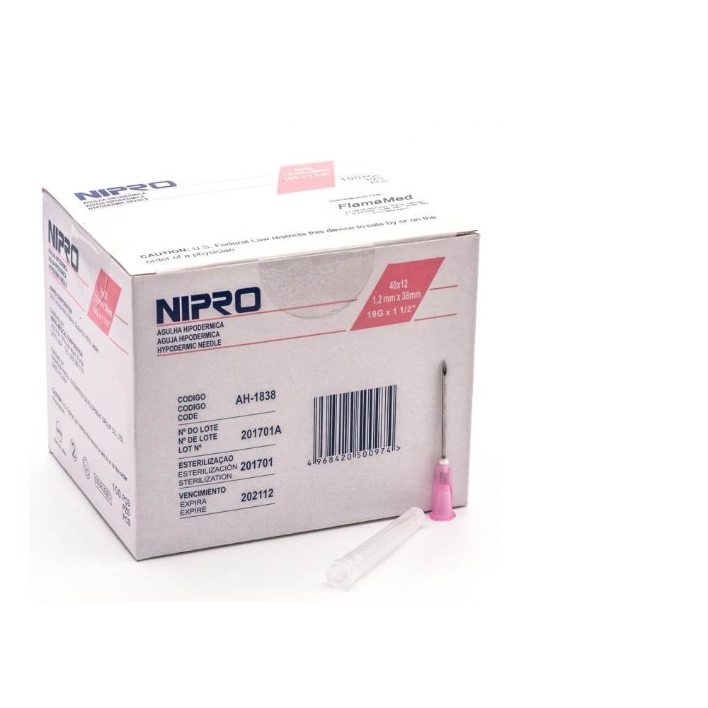 aguja hipodermica de seguridad 18g 1 12 12mmx38mm rosa sa
