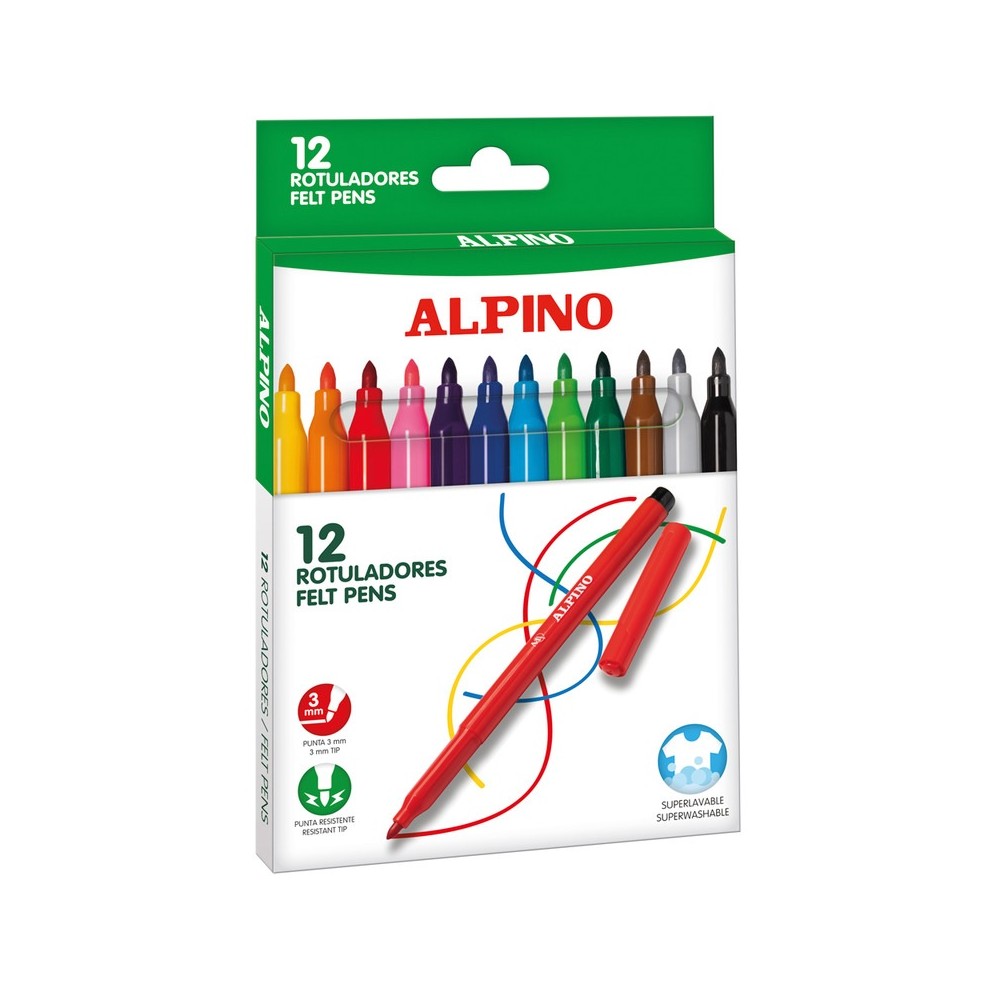 rotuladores alpino colores surtidos estuche de 12 uds