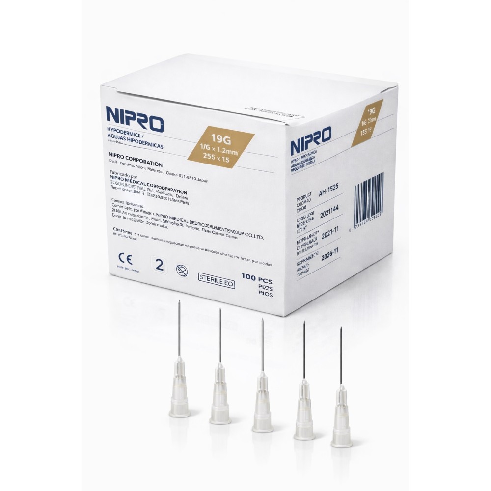 aguja hipodermica 19g 1 14 11mmx30mm ocre nipro paq 100