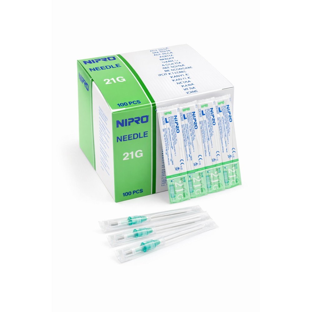 aguja hipodermica 21g 1 12 08mmx40mm verde nipro paq 10