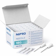 aguja hipodermica 16g 1 16mmx25mm blanco nipro paq 100 u