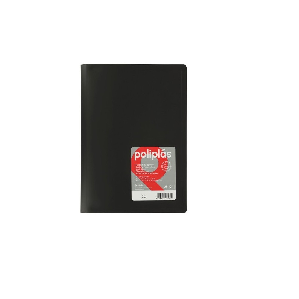 carpeta de 40 fundas a4 tapa semirigida negro unidad