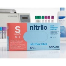 guantes nitrilo azul sin polvo 35 gr talla s santex nitrif