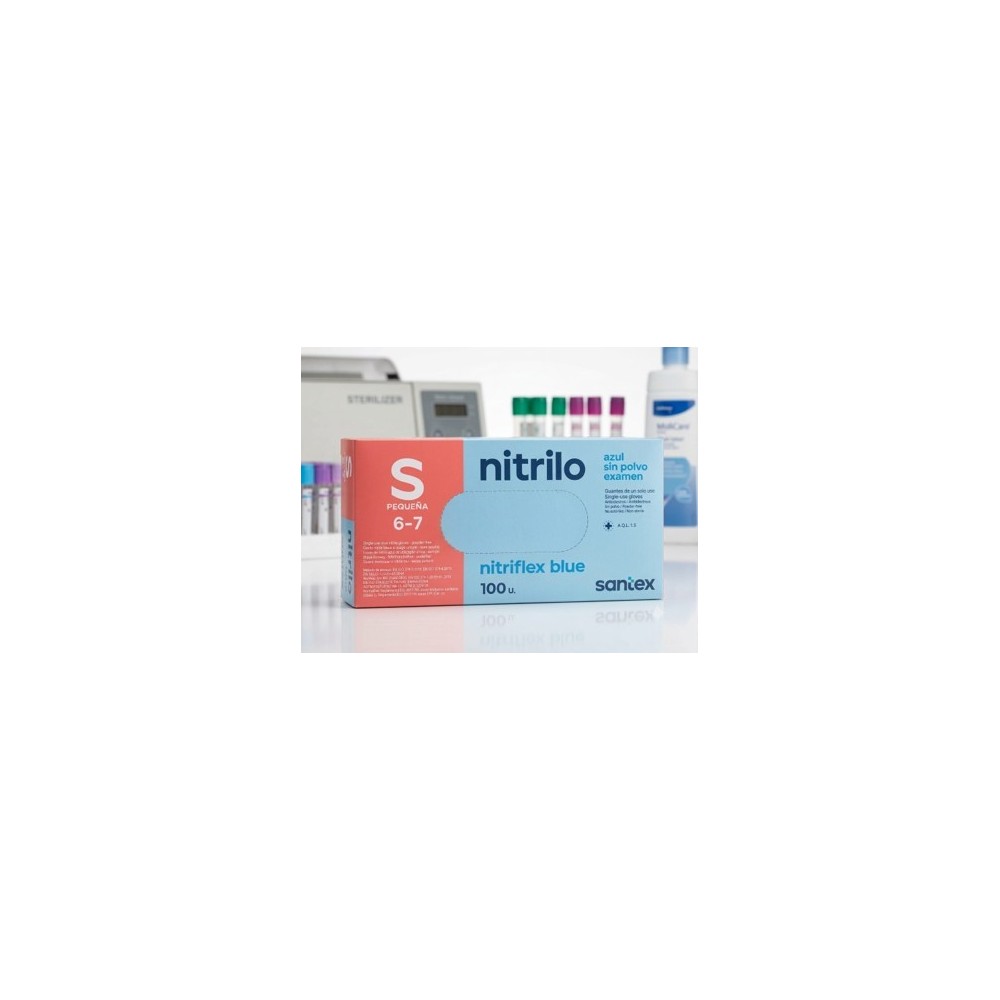 guantes nitrilo azul sin polvo 35 gr talla s santex nitrif