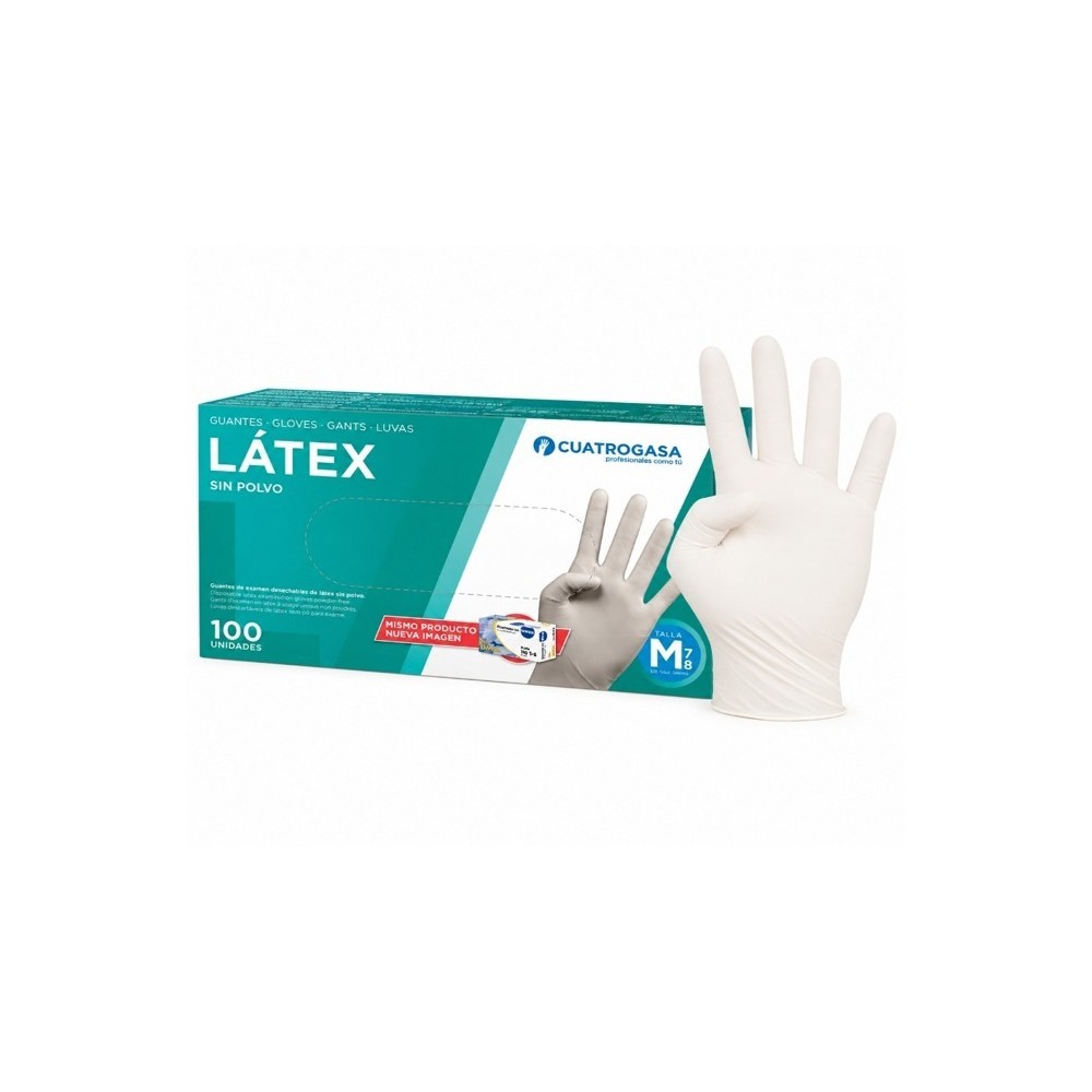 guantes latex blanco sin polvo talla l cuatrogasa paq 100 