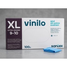 guantes vinilo azul sin polvo talla xl santex paq 100 uds