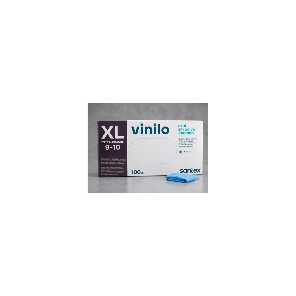 guantes vinilo azul sin polvo talla xl santex paq 100 uds