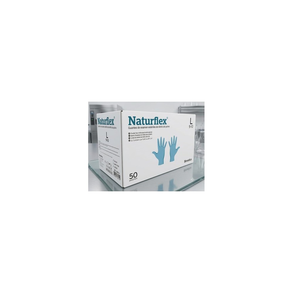 guantes nitrilo azul esteriles examen talla l naturflex paq