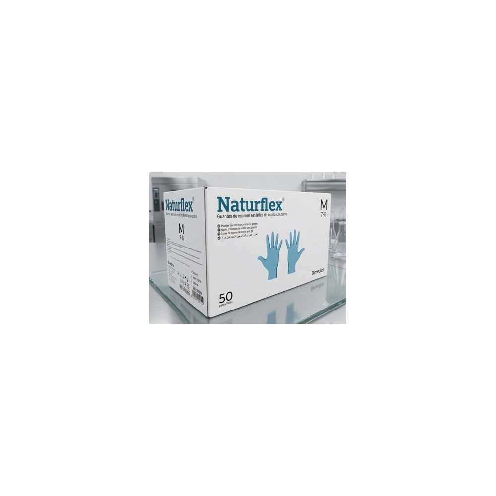 guantes nitrilo azul esteriles examen talla m naturflex paq