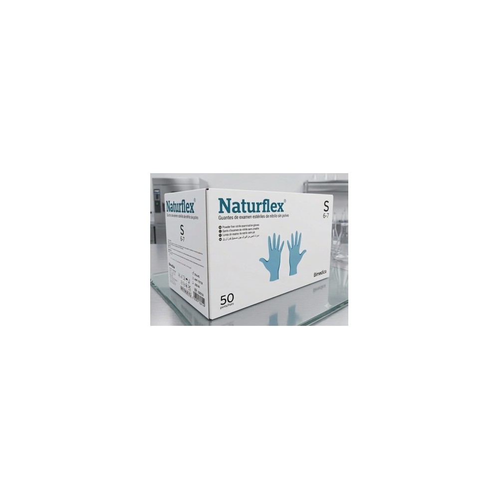 guantes nitrilo azul esteriles examen talla s naturflex paq