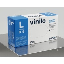 guantes vinilo transparentes sin polvo talla l santex  paq