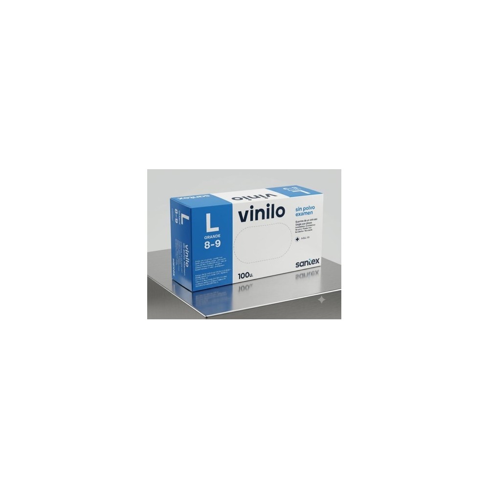 guantes vinilo transparentes sin polvo talla l santex  paq