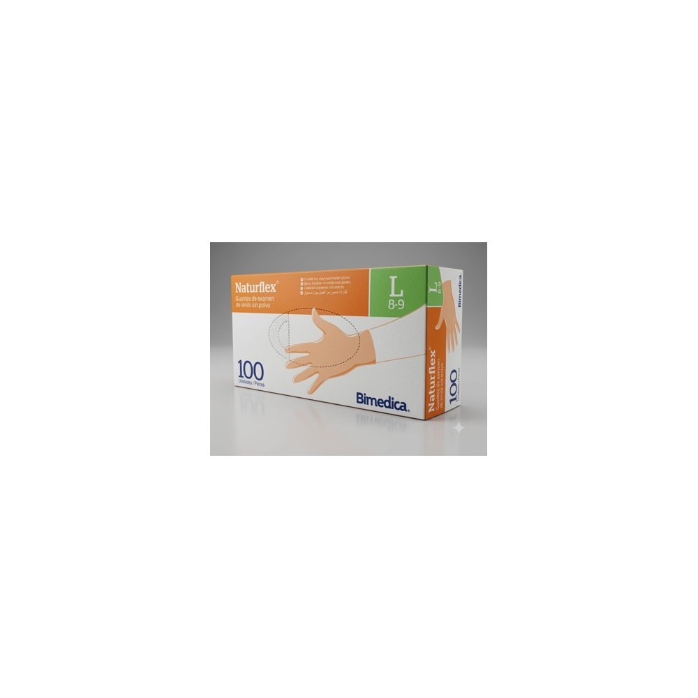guantes vinilo color natural sin polvo talla l naturflex pa
