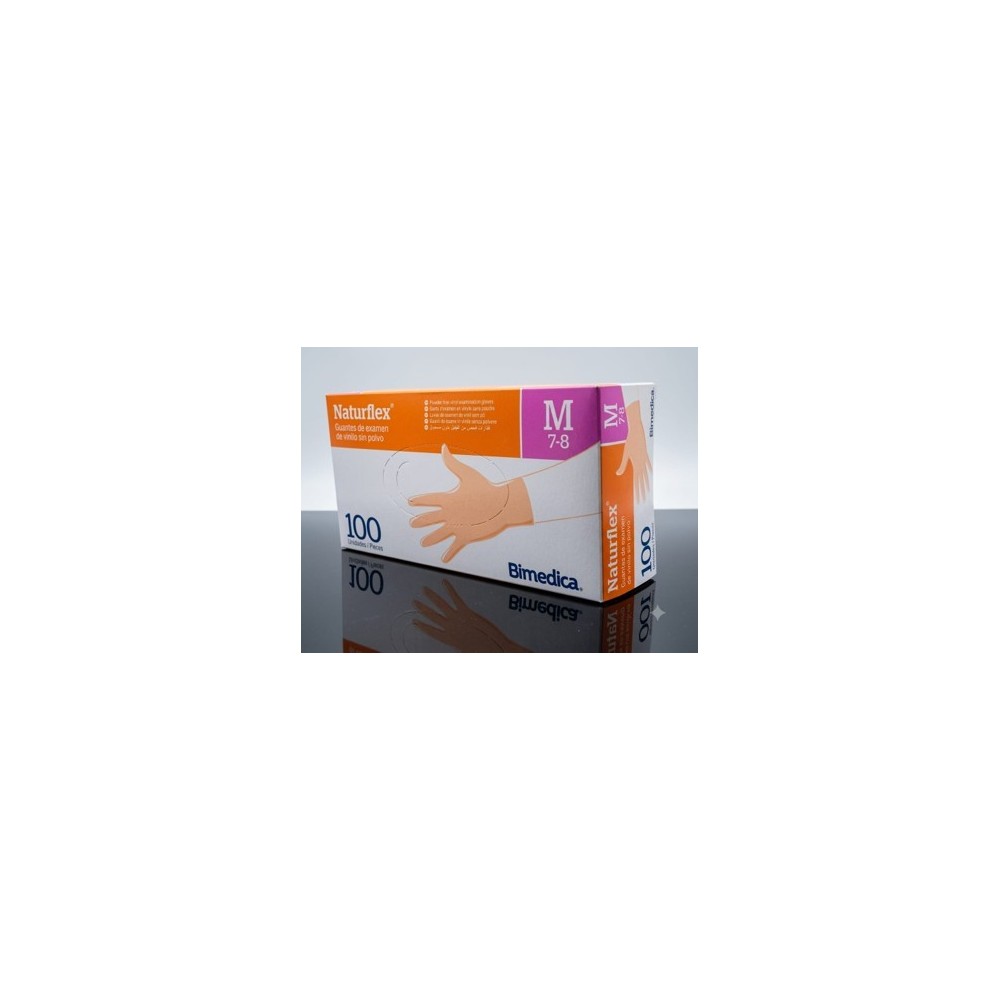 guantes vinilo color natural sin polvo talla m naturflex pa