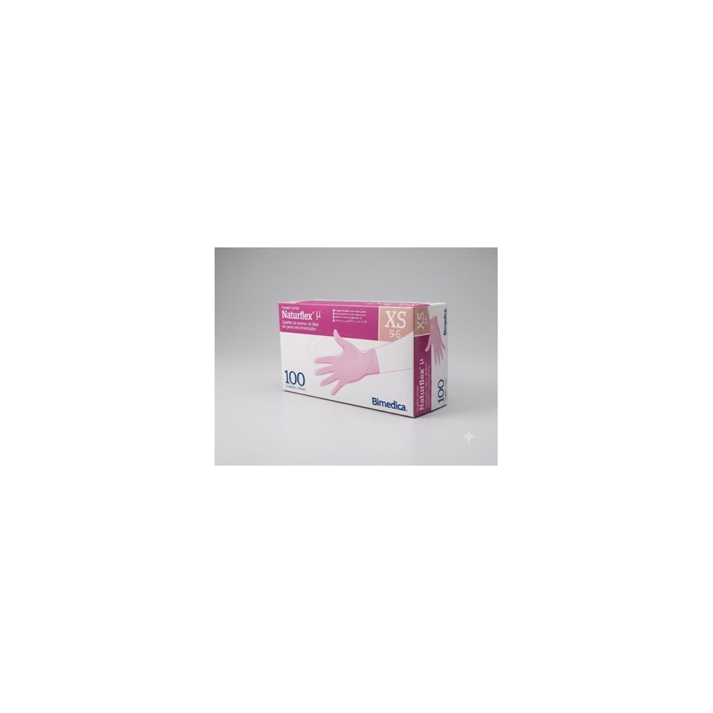 guantes latex color natural sin polvo talla xs naturflex pa