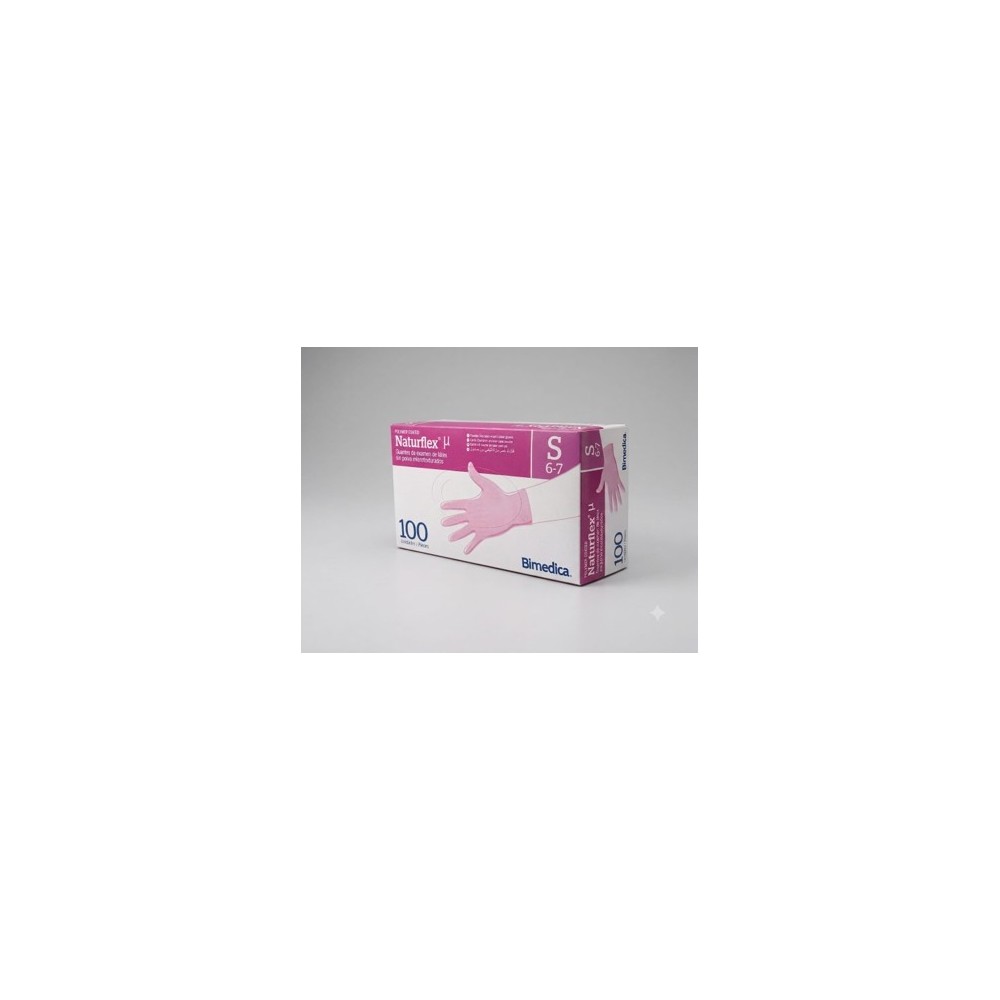guantes latex color natural sin polvo talla s naturflex paq