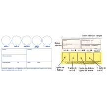 tarjetas determinacion grupo sanguineo idioma espanol caja 1