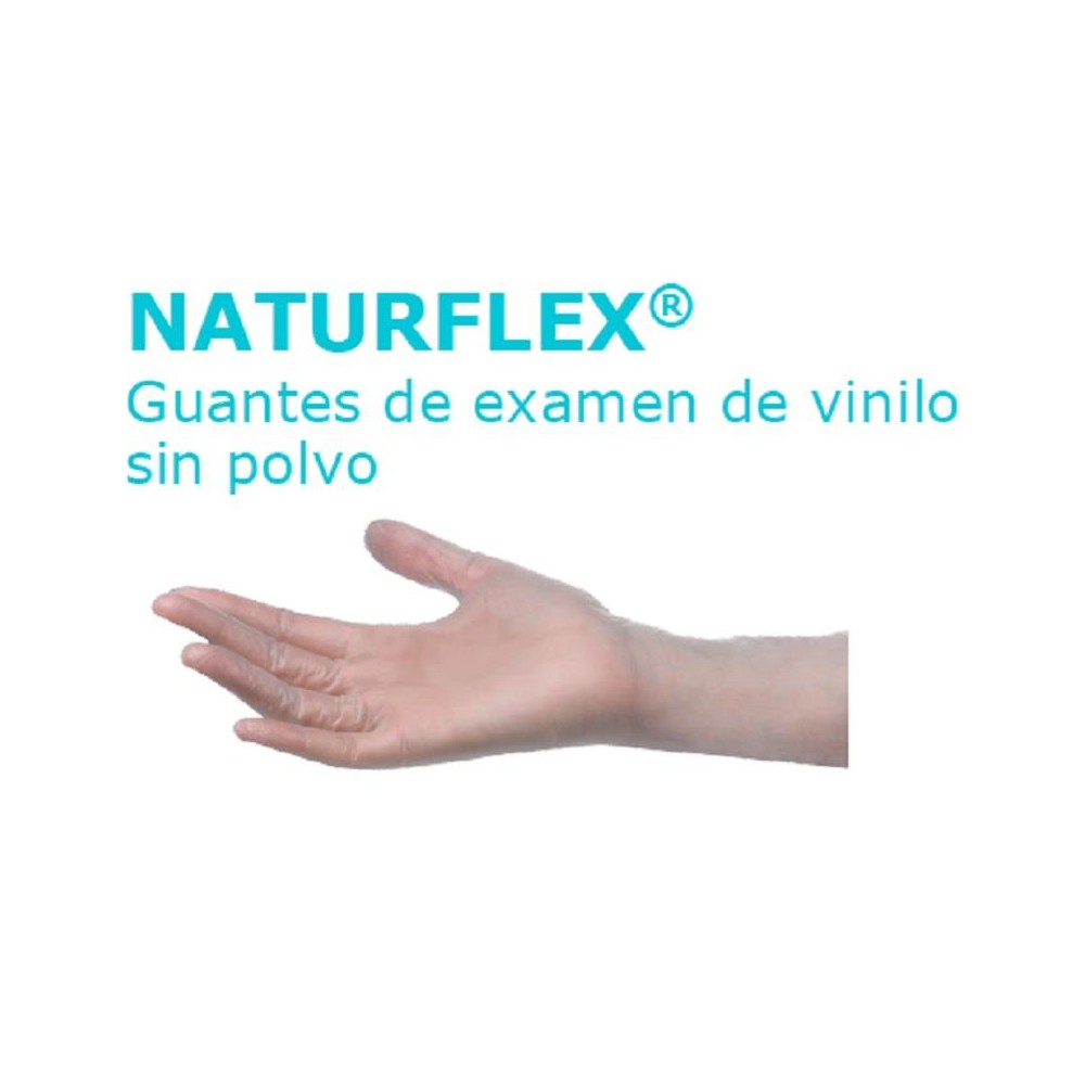 GUANTES VINILO COLOR NATURAL SIN POLVO TALLA S NATURFLEX  (PAQ  100 UDS)