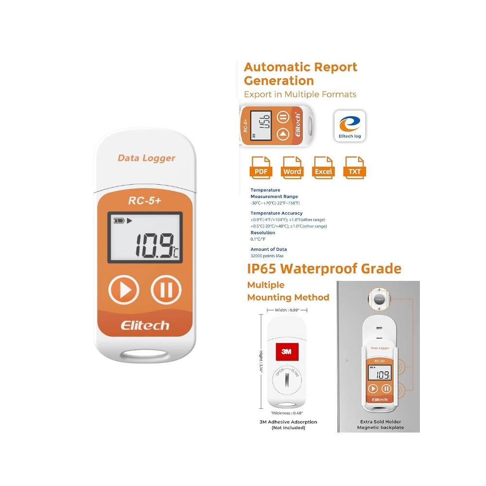 TERMÓMETRO ELITECH RC-5 REGISTRADOR DE DATOS TEMPERATURA CON ALARMA