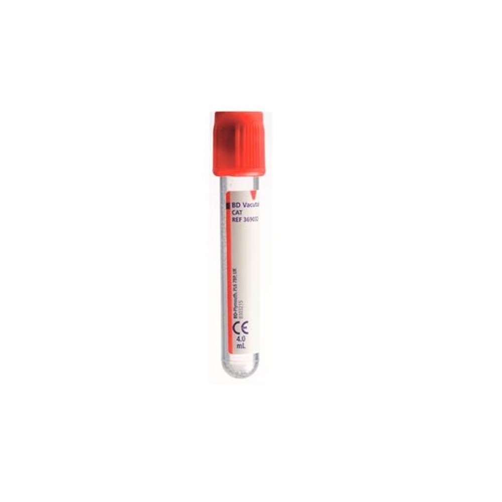 TUBO PLUS PLASTIC SERUM 13X75MM 4ML CLOT ACTIVATOR TAPÓN ROJO BD (PAQ  100 UDS)