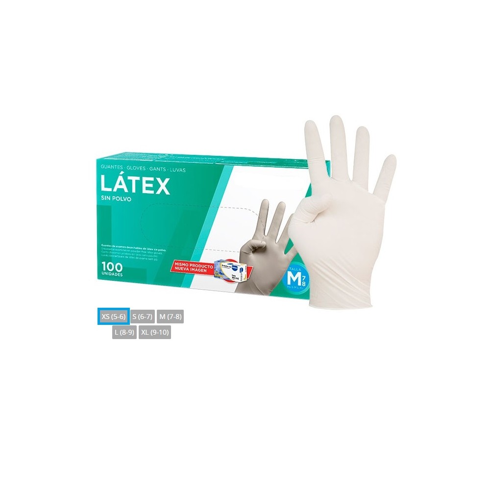 GUANTES LÁTEX BLANCO SIN POLVO TALLA XS (PAQ  100 UDS)