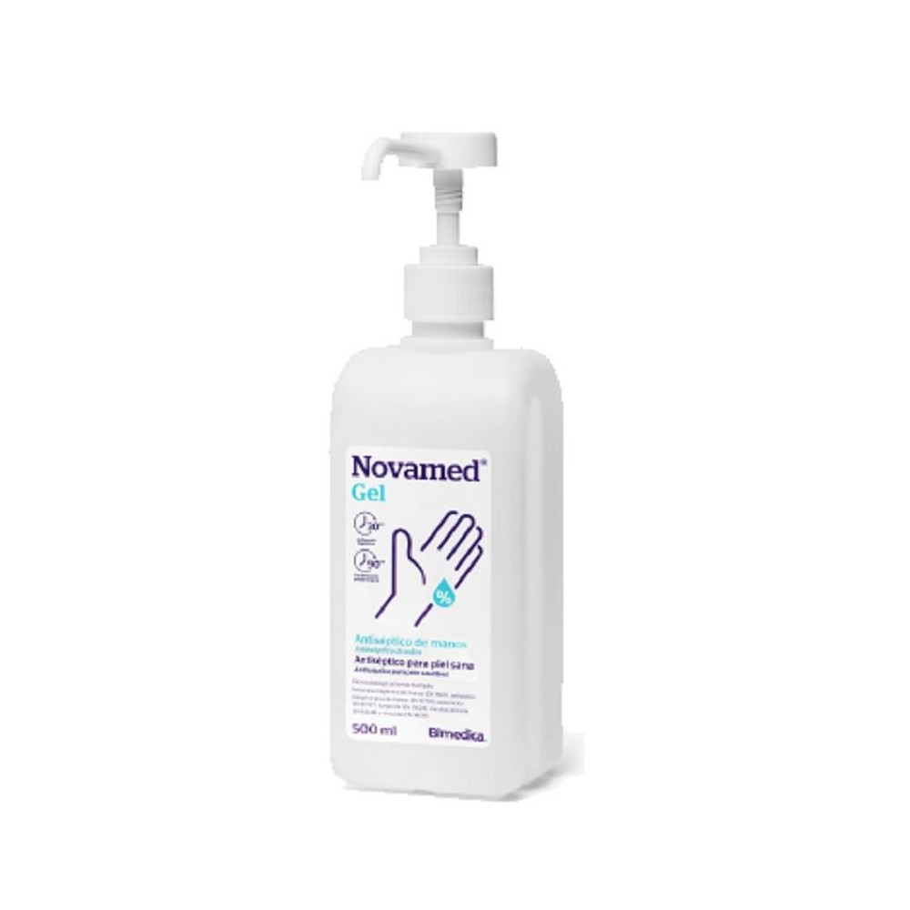 GEL HIDROALCOHÓLICO DESINFECTANTE DE MANOS NOVAMED CON DOSIFICADOR (ENVASE 500 ML)