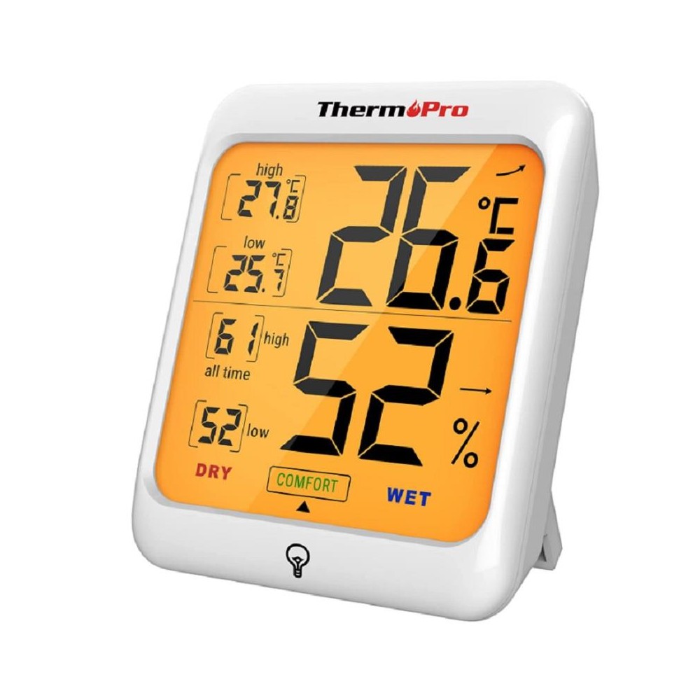 TERMÓMETRO DIGITAL DE AMBIENTE MÁXIMOS Y MÍNIMOS PARA PARED O MESA THERMOPRO TP 53