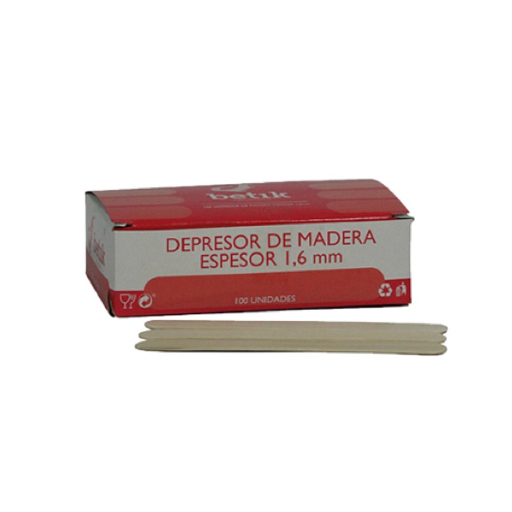 DEPRESORES DE MADERA PARA LENGUA 1,6MM BETIK (PAQ  100 UDS)