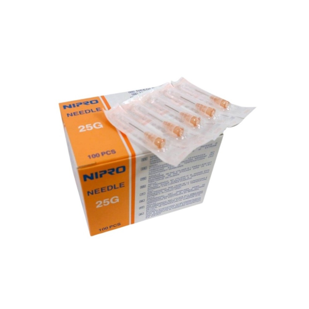 AGUJA HIPODÉRMICA 25G 5/8  0,5MMx16MM NARANJA NIPRO (PAQ  100 UDS)