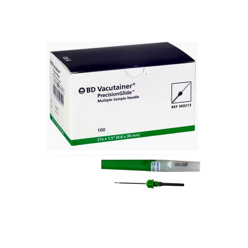 AGUJA MÚLTIPLE VACUTAINER 21G 1 1/2  0,8MMx38MM VERDE BD (PAQ  100 UDS)