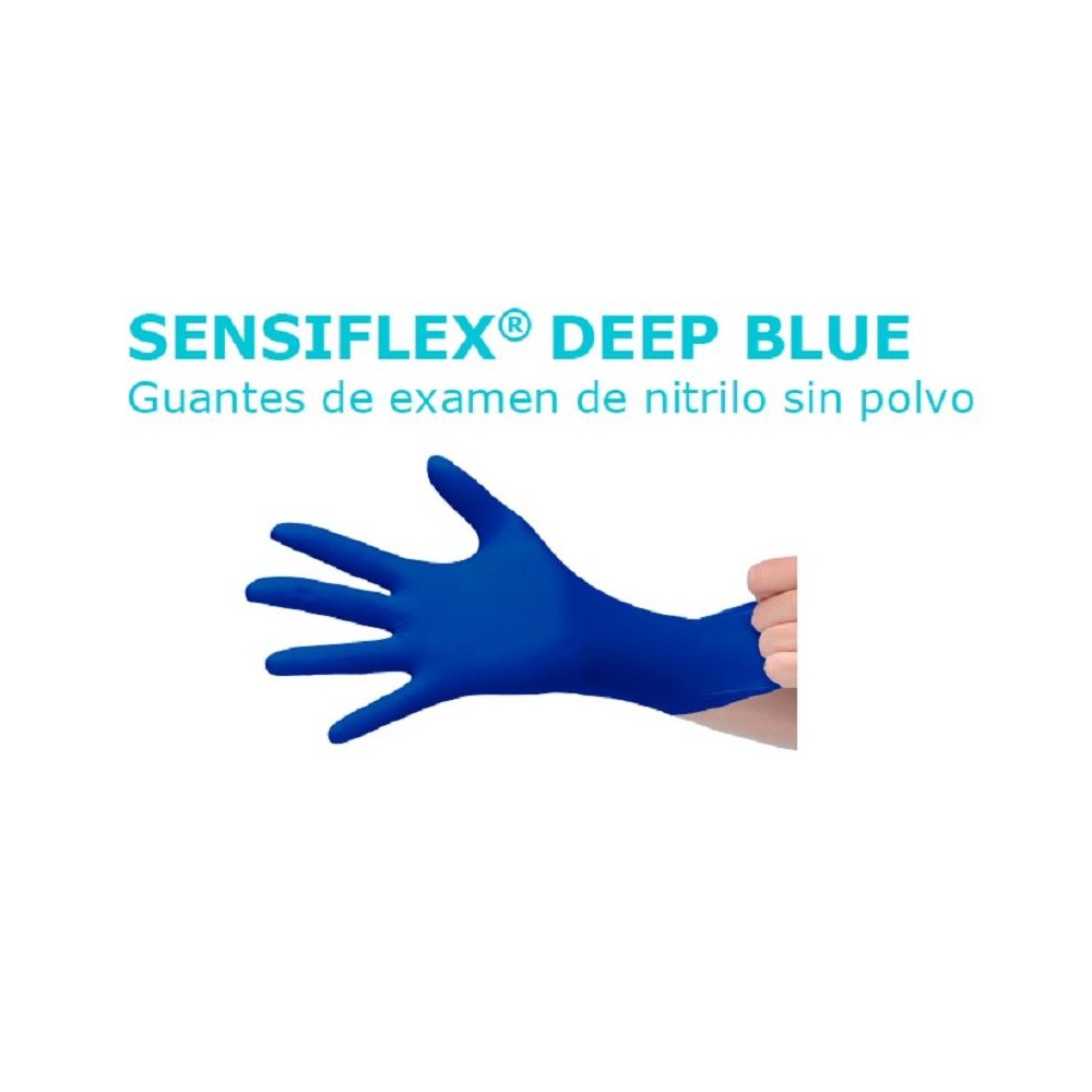 GUANTES NITRILO AZUL SIN POLVO 3 GR  TALLA S SENSIFLEX (PAQ 100 UDS)