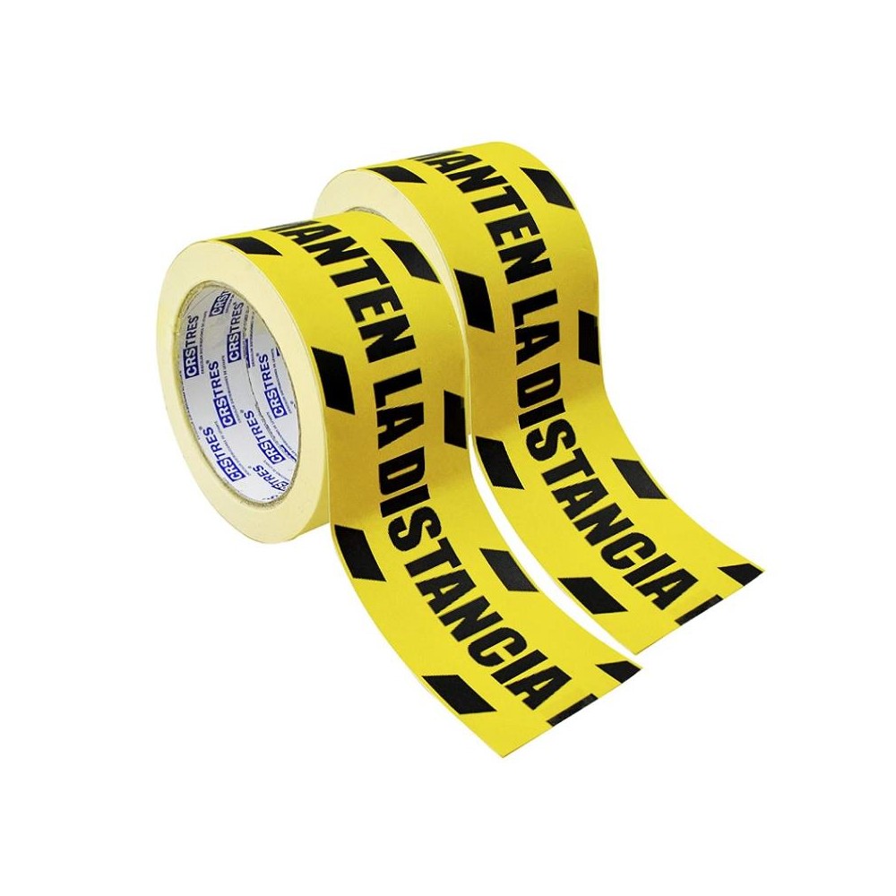 PRECINTO DISTANCIA DE SEGURIDAD CON TEXTO 25 M X 7,2 CM AMARILLO Y NEGRO (PAQ  2 UDS)