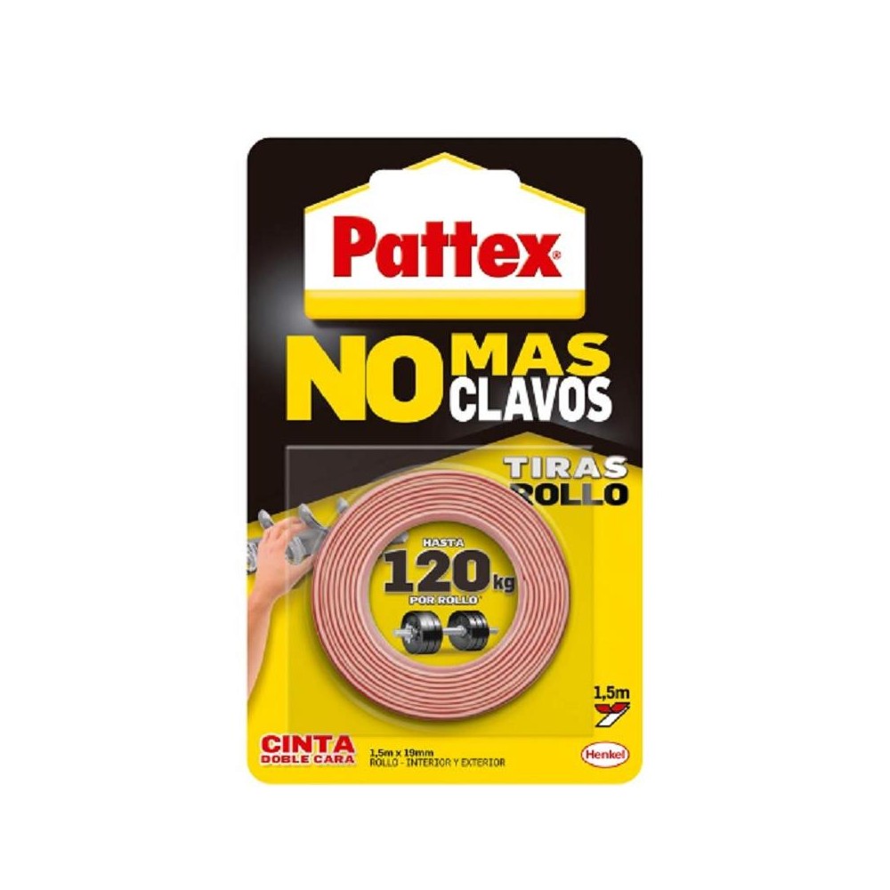 CINTA ADHESIVA DOBLE CARA PATTEX  NO MAS CLAVOS  19MMX1,5M (UNIDAD)