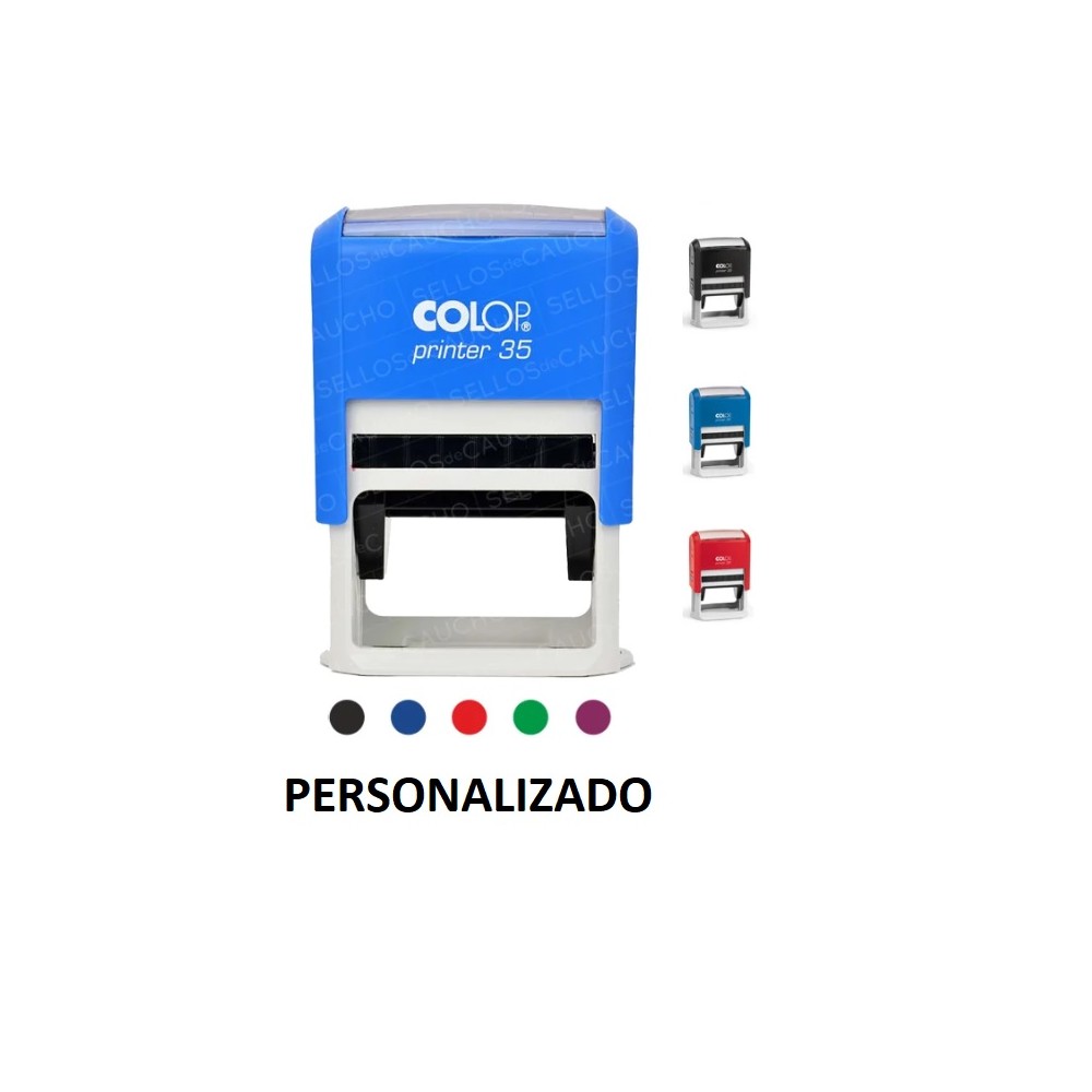 SELLO AUTOMÁTICO PERSONALIZADO DATOS   FIRMA COLOP PRINTER TINTA AZUL 35 30 X 50 MM 