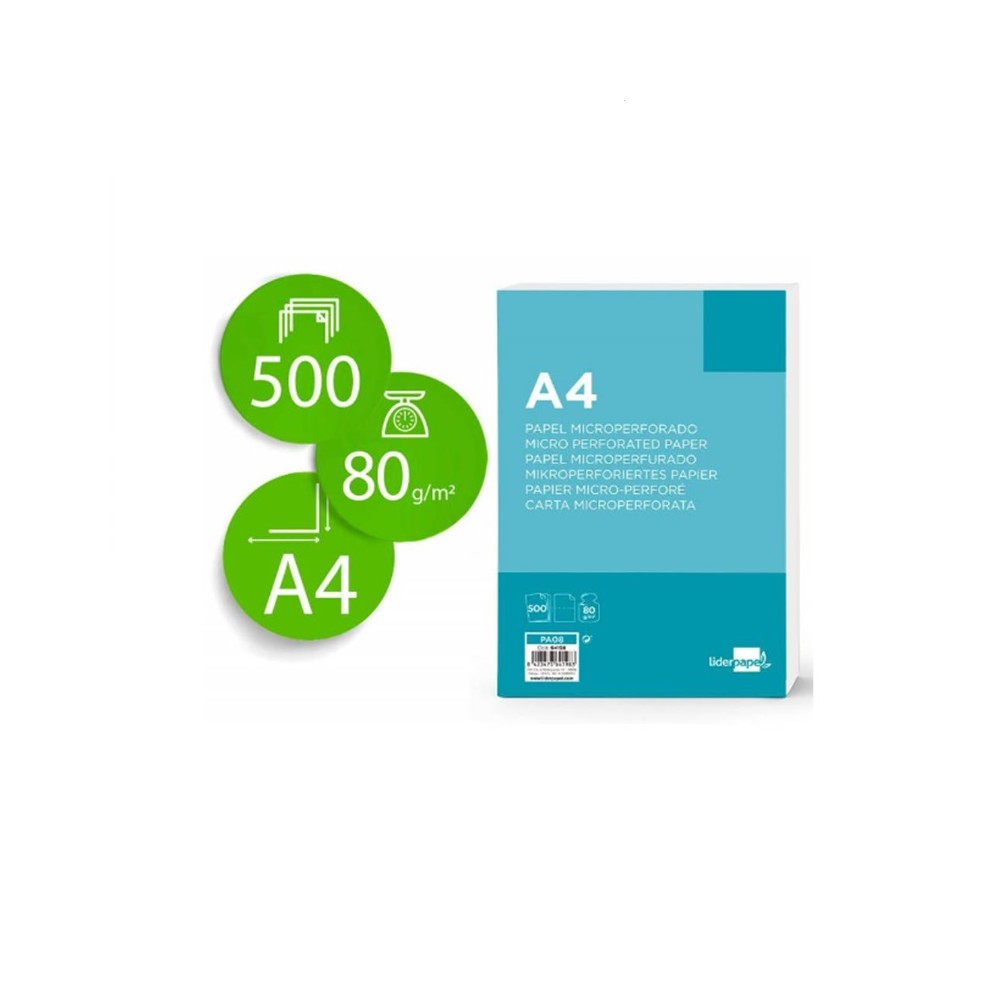 PAPEL A4 MICROPERFORADO MITAD 80 GR/M2 (CAJA DE 5 PAQ  500 UDS)