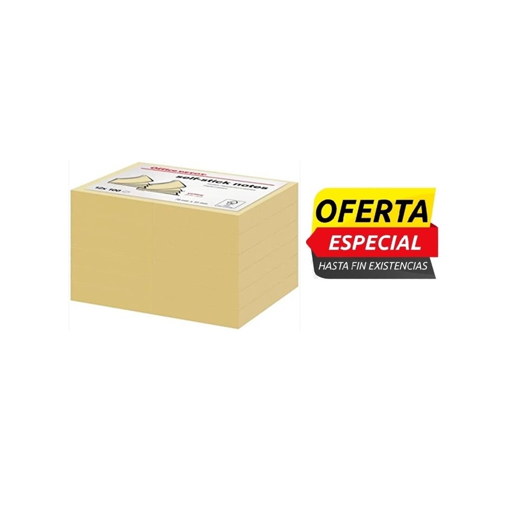 NOTAS ADHESIVAS AMARILLAS 76x127 MM 100H  OFFICE DEPOT  (PAQ  12 UDS)