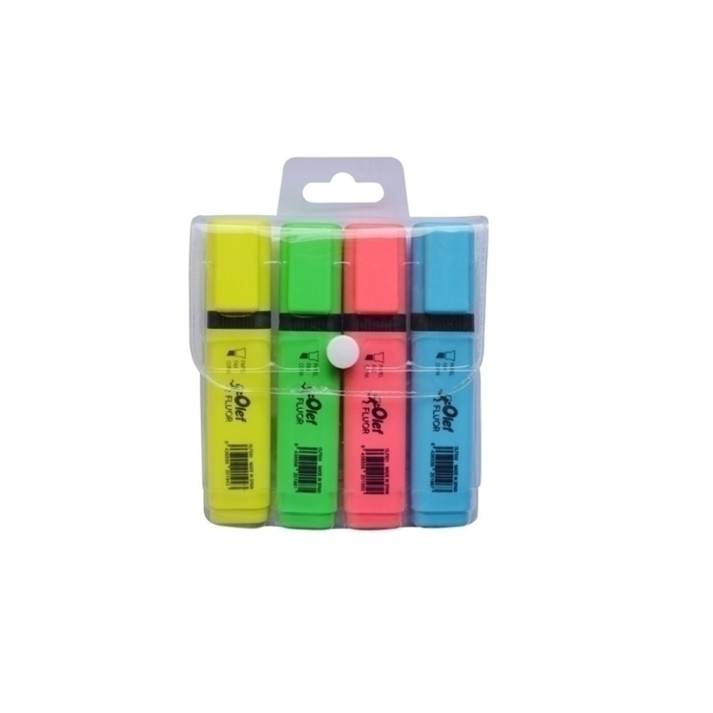 PACK DE 4 MARCADORES FLUOR VARIOS COLORES OLEF