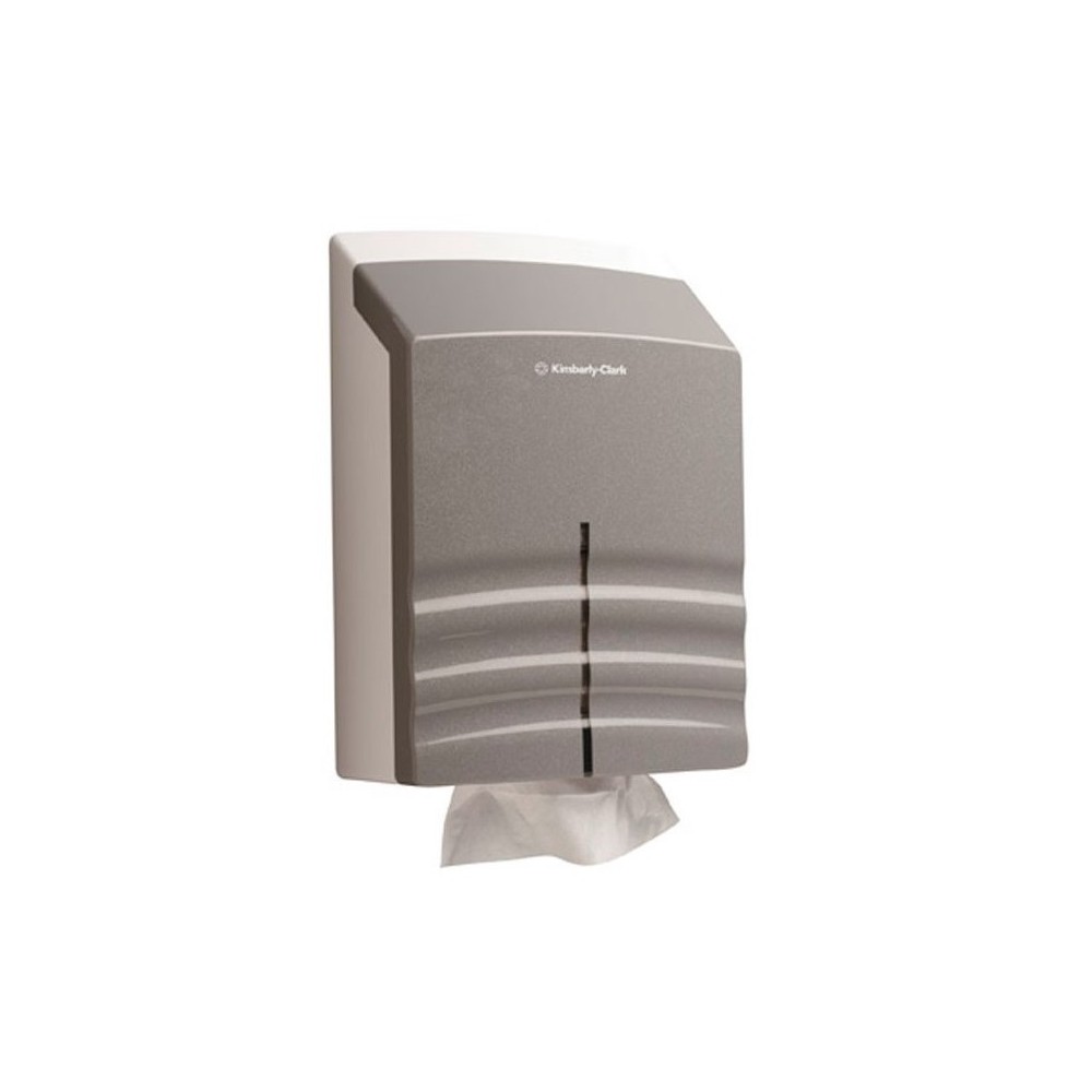 DISPENSADOR DE TOALLAS SECAMANOS PLEGADAS EN Z 41X29X14 GRIS Y BLANCO RIPPLE KIMBERLY CLARK