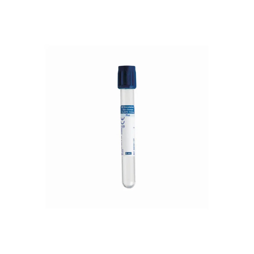 TUBO EDTA K2 6ML 13X100MM PET AZUL MARINO TAPÓN HEMOGARD BD VACUTAINER (PAQ  100UDS)