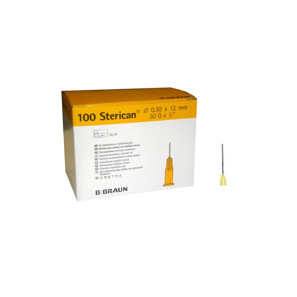 AGUJA HIPODÉRMICA 30G 1/2  0,3MMx12MM AMARILLO BRAUN STERICAN (PAQ  100 UDS)